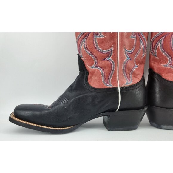 NEW Nocona Women's Size 6.5 B NL5501 Pink Black Square Toe Leather Cowboy Boots - Picture 15 of 16